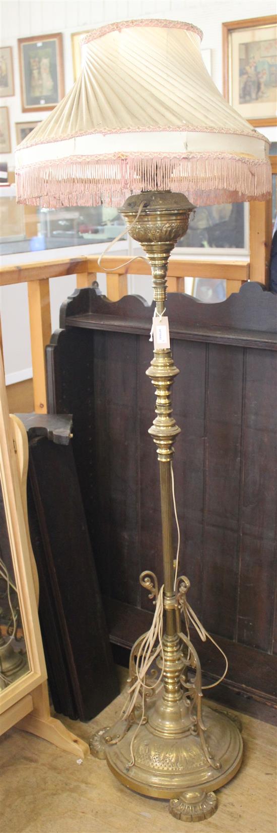 Late Victorian brass standard oil lamp (converted)